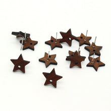 Load image into Gallery viewer, 4PCS Wood Earrings, Star Pentagram Geometric Wooden Earrings for women, Reclaimed Ash Wood,  Nickel Free, Boho Wood Earring Finding JT915
