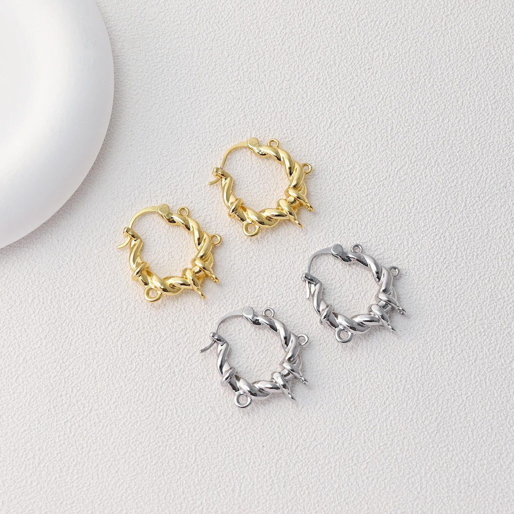 Twisted Lava Earring Hoops With Five Loop, Gold Plated Earring, Huggie Hoop Earring, DIY Earring  Findings, Handmade Earring Supplies D0378