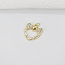 Load image into Gallery viewer, Enamel Heart Charm, 18K Gold Plated Heart Pendant, CZ Pave, Necklace Bracelet Making Pendant S20781