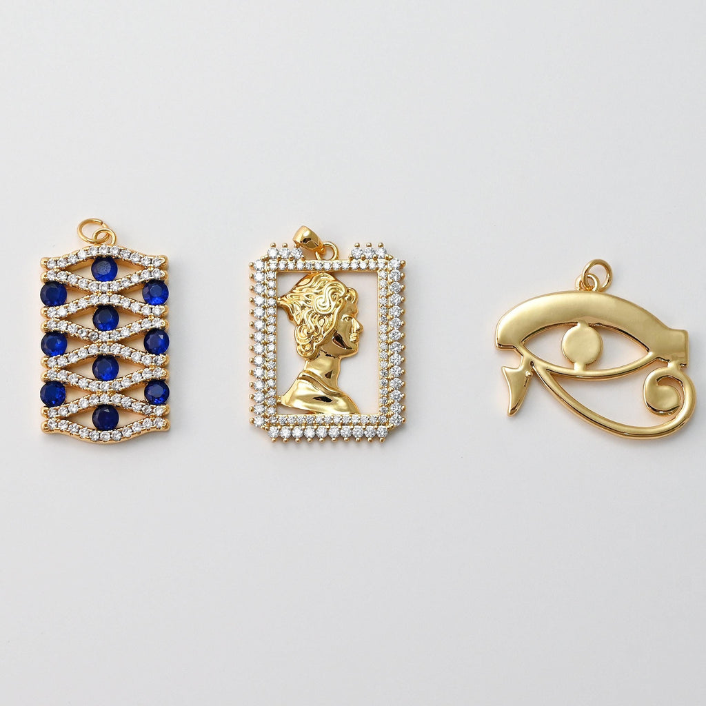 قلادة عين، قلادة مستطيلة الشكل، قلادة عين، مطلية بالذهب عيار 18 قيراطًا، قلادة لصنع القلائد، قطع مجوهرات