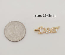 Load image into Gallery viewer, Words Pave Charm, Dear/OMG/Angel/Boss/Amore/Kiss/Lucky/Love, 18K Gold Plated, Necklace Making, CZ Pave Pendant, Jewelry Supplies S20345