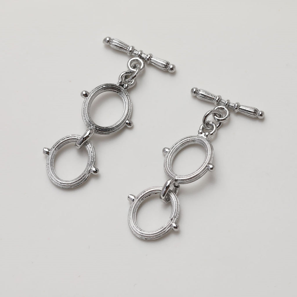 Double Loop OT Toggle Clasps, One Set, 14K Gold Plated OT Buckle, Silver Color, Necklace Closure, Connectors Clasps GZ515