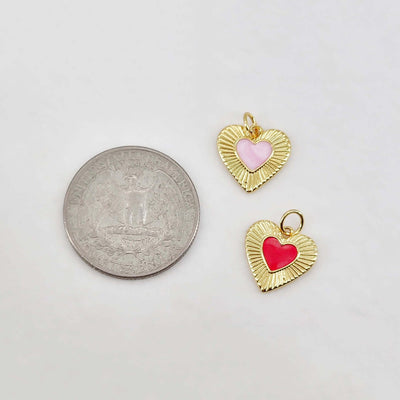 Enamel Heart Charm, 18K Gold Plated Heart Pendant, 13mm, Necklace Bracelet Making Pendant S20645