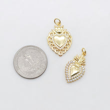 Load image into Gallery viewer, Cubic Heart Charms, 18K Gold Plated CZ Pave Love Charms, Bracelet Necklace Making Pendants, Jewelry Findings S20555