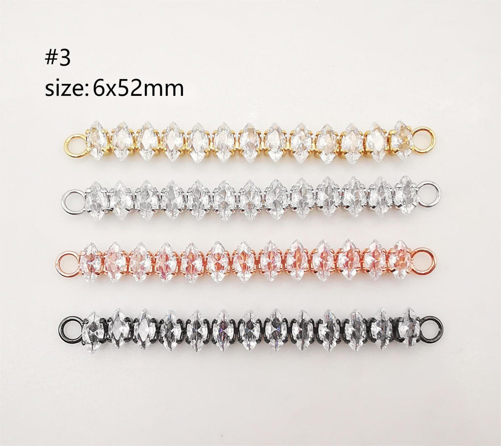 Cubic Tennis Connector, 18K Gold Plated CZ Pave Tennis Pendant, 50mm in length, Bracelet Making Charm, Jewelry Findings S1085