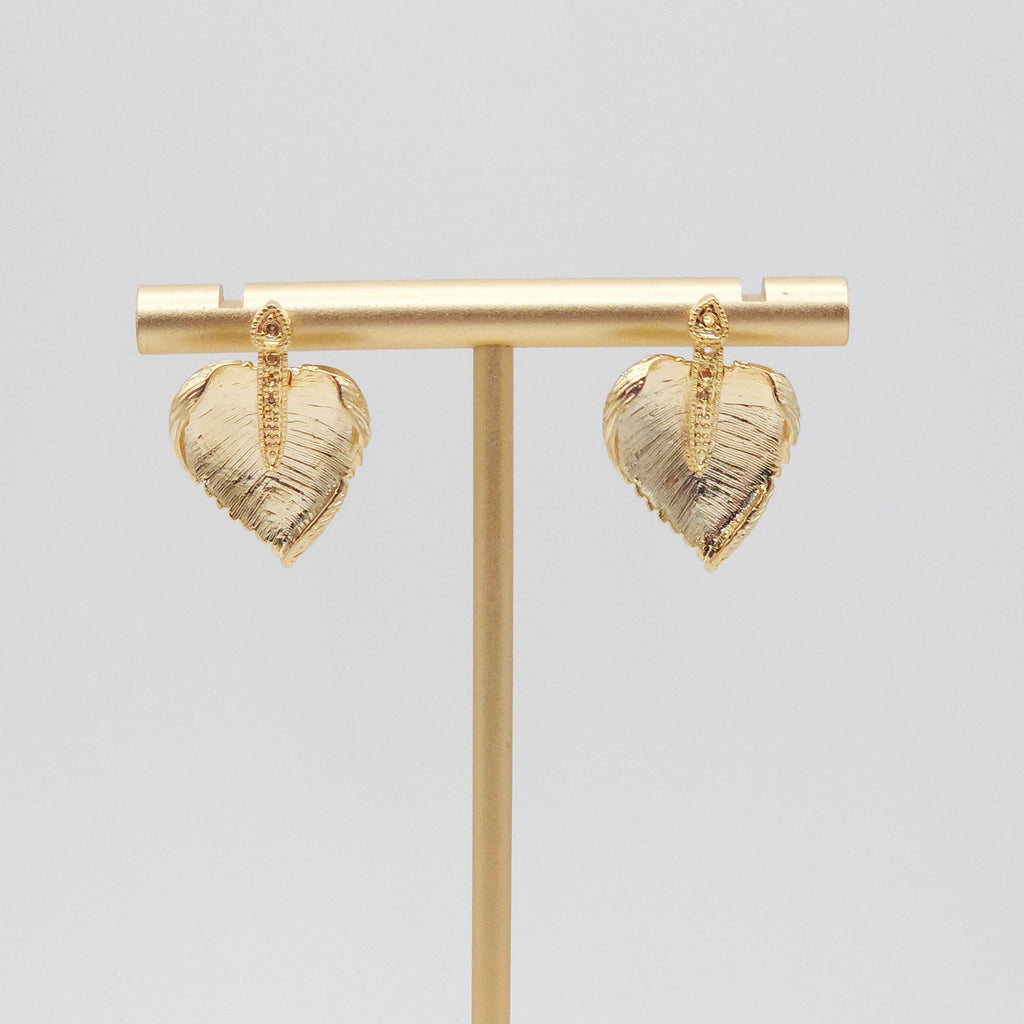 10pcs Gold Leaf  Earring Post With Loop, Nickel Free Earrings, Ear Stud Loop, Hypoallergenic Earring Findings ZX114