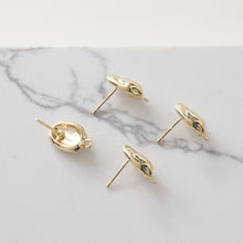 Load image into Gallery viewer, 10pcs Gold Stone Earring Post With Loop, S925 Silver Pin Nickel Free Earrings, Ear Stud Loop, Hypoallergenic Earring Findings Z094