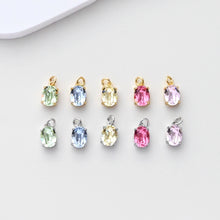 Load image into Gallery viewer, Oval Charms, Cubic Zircon Stone Charm, Shiny Crystal Pendant, 18K Gold Plated Charms, For Necklace Making,Jewelry Findings S1399