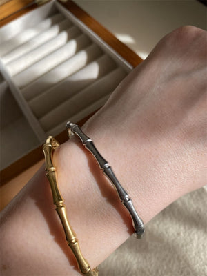 Bamboo Bangle, Minimalist Gold Plated Bracelet, Stainless Steel Bangle, Silver Bangle, Gift for Her ZJ001