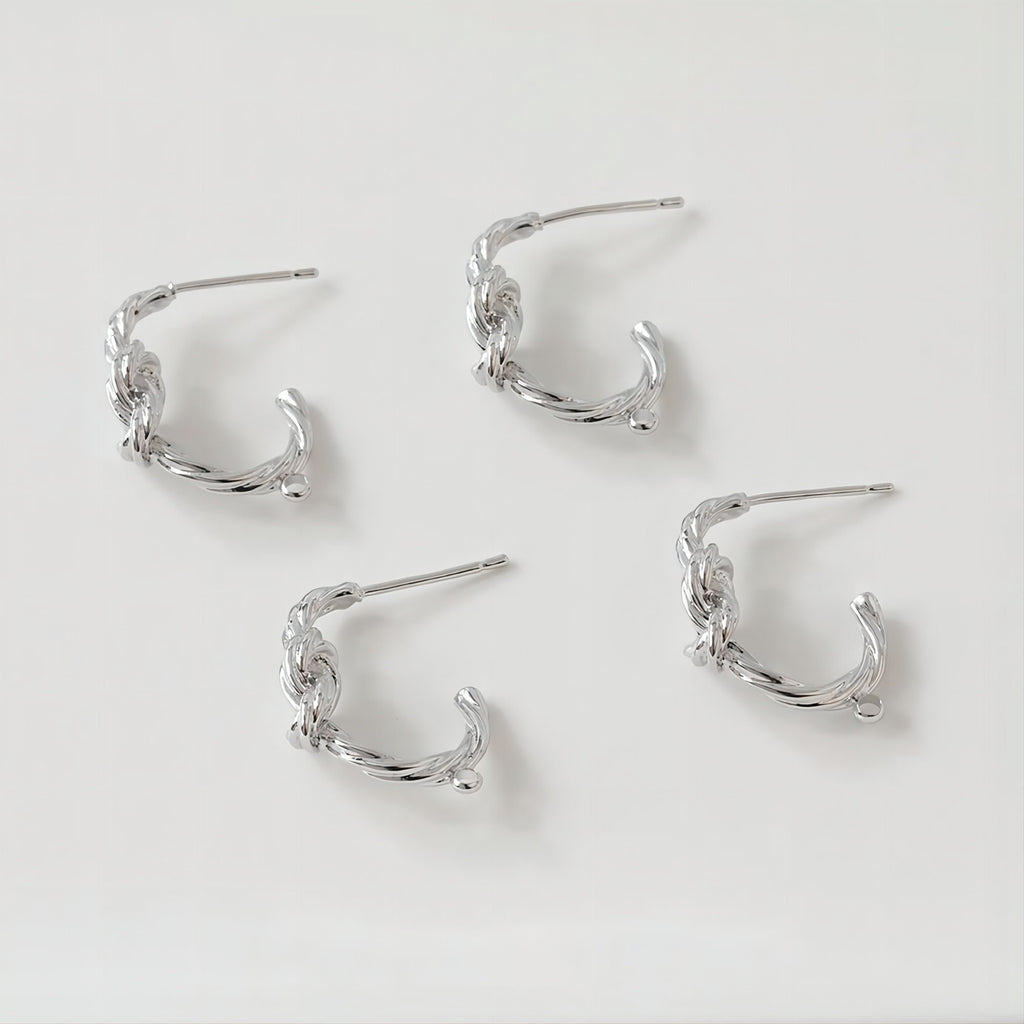 C Shape Knot Earrings Post, 14K Gold, S925 Silver Ear Pin Nickel Free Earrings, Ear Stud Hypoallergenic Earring Findings GE078-D0431