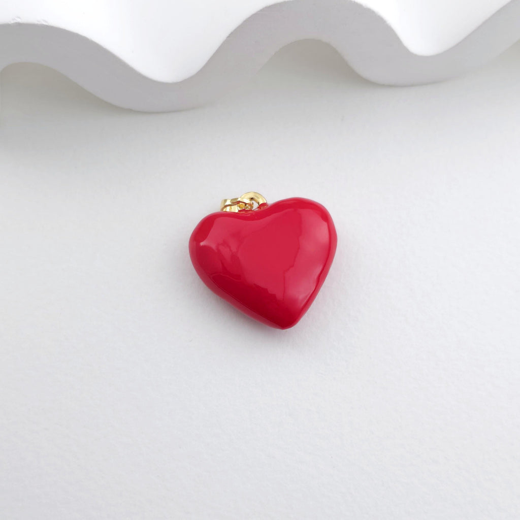 4pcs Red Heart Enamel Charms, 18K Gold Plated Love Pendant, Necklace Making Pendants, Jewelry Findings S1298