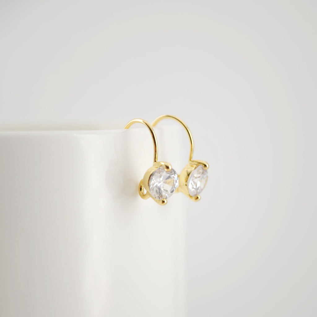 Alambres para pendientes chapados en oro de 18 quilates, ganchos redondos con pavé cúbico, sin níquel, ganchos para pez, alambres para bisutería D0170