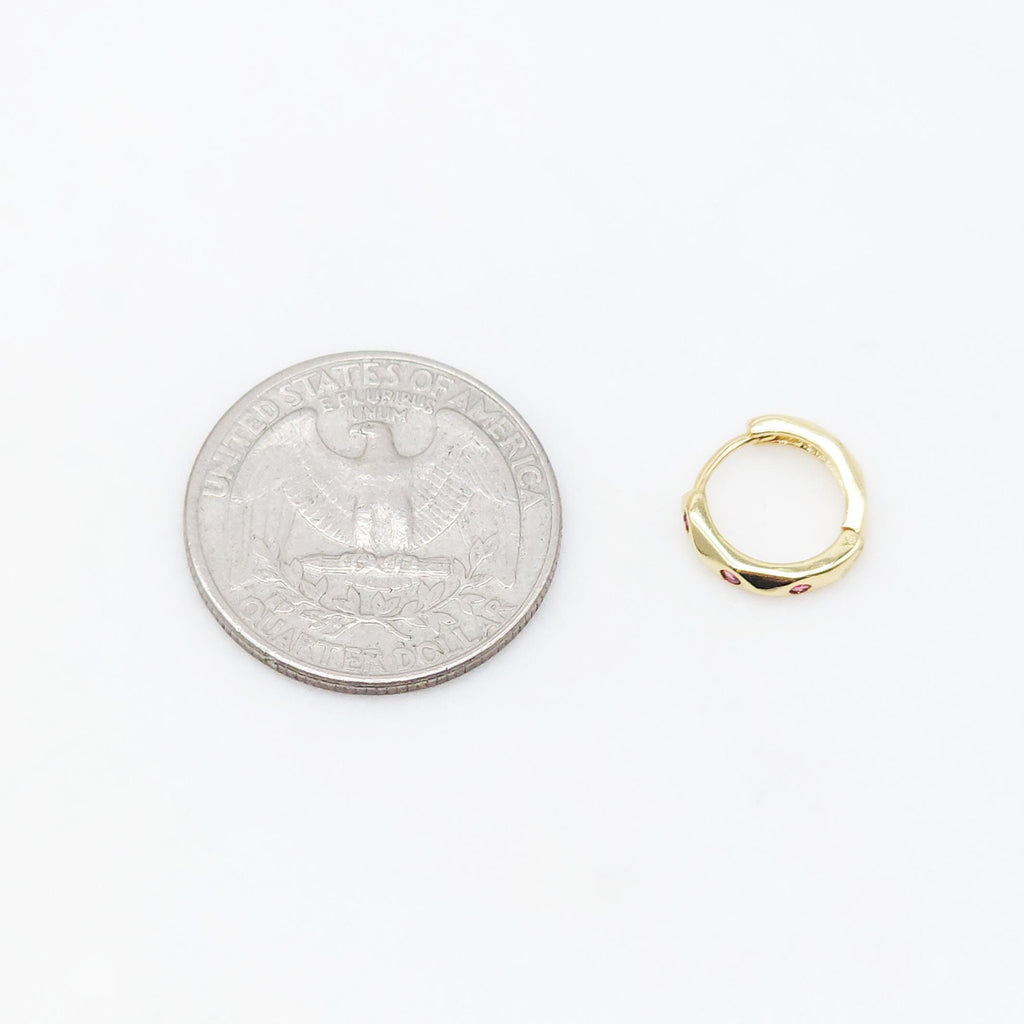 Multicolor Cubic Pave Ear Hoops, 12.6mm, 18K Gold Plated Leverback Earrings, Huggie Hoops Earring S20475