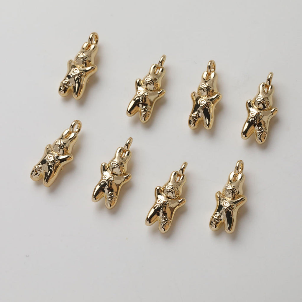 Dije de conejito, colgante de conejo bañado en oro de 14 quilates, dije de animal, dije de gato, accesorio para collar GZ722