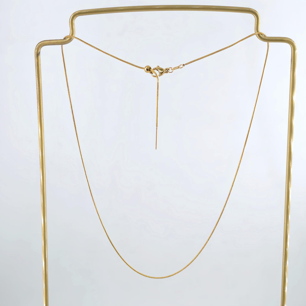 14K Snake Finished Necklace Chain, Adjustable Necklace, 316L Stainless Steel, Snake Chain, Ready to Wear, 45cm/18 inch, JR001
