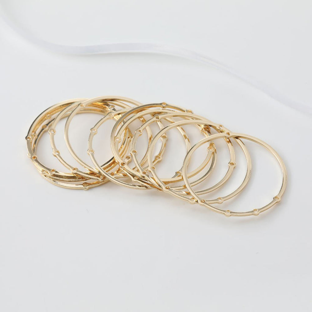 10 colgantes circulares con múltiples agujeros, chapados en oro de 14 quilates y plata, de 31,7 mm, para hacer aretes, accesorios de joyería JG045