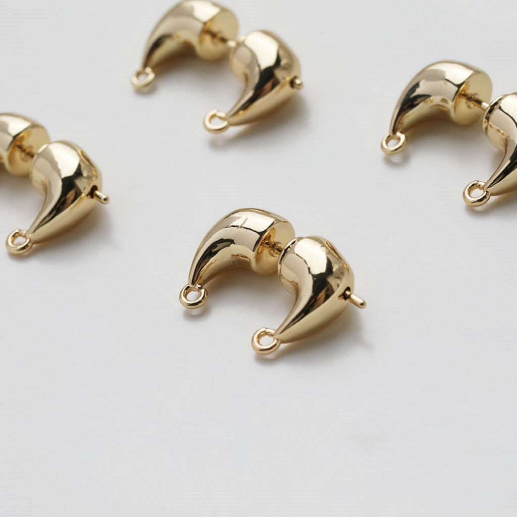 Pendientes de aro con diseño de cuerno de vaca, oro/plata de 14 quilates, pendientes de plata S925 sin níquel, accesorios hipoalergénicos para pendientes tipo botón GE116