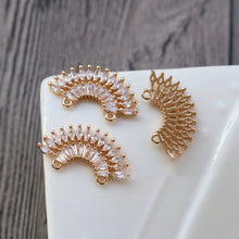 Load image into Gallery viewer, CZ Pave Crown-shaped Charm, Cubic Zircon Crystal Pendant, Bracelet Necklace Pendant, 14K Real Gold Plated, Jewelry Findings HL034-F183