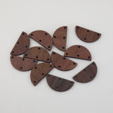 2PCS Half Round Shape Wood Charms, Wooden Pendant, Reclaimed Walnut Wood, Geometric Statement Wood Earrings Diy Ideas JT964