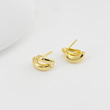 Load image into Gallery viewer, C Shape Ear Post, Nickel Free, S925 Silver Pin, 14*9.6mm, 18K Gold Plated Stud Earring Finding D0441