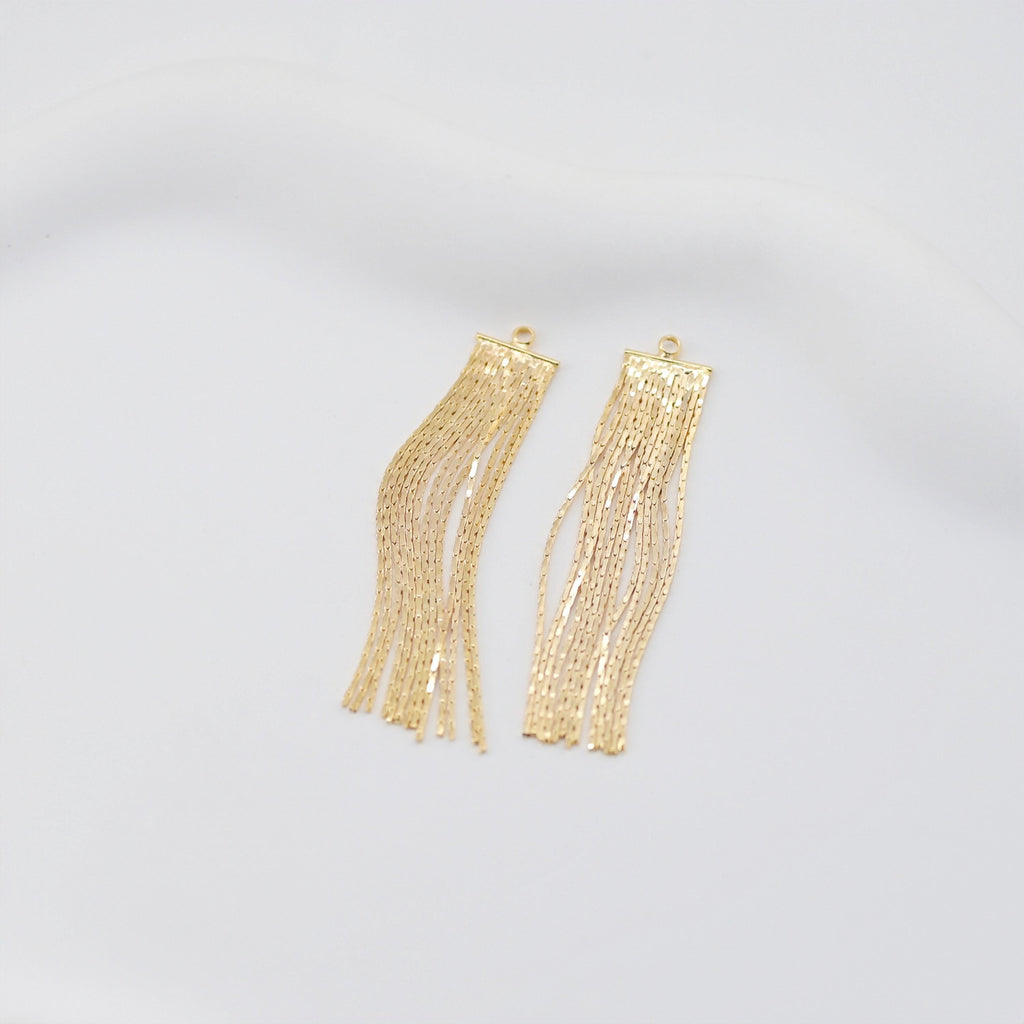 Gold Chain Tassel Pendant, Gold Wheat Style Chain Charm, 18K Gold Plated Earring Chain Pendant, Earring Findings ZX356