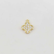 Load image into Gallery viewer, Flowers and Insects Charm, Butterfly, Bee, Four Leaf Clover, 18K Gold Plated, Cubic Pave Charm, Necklace Jewelry Finding S20643