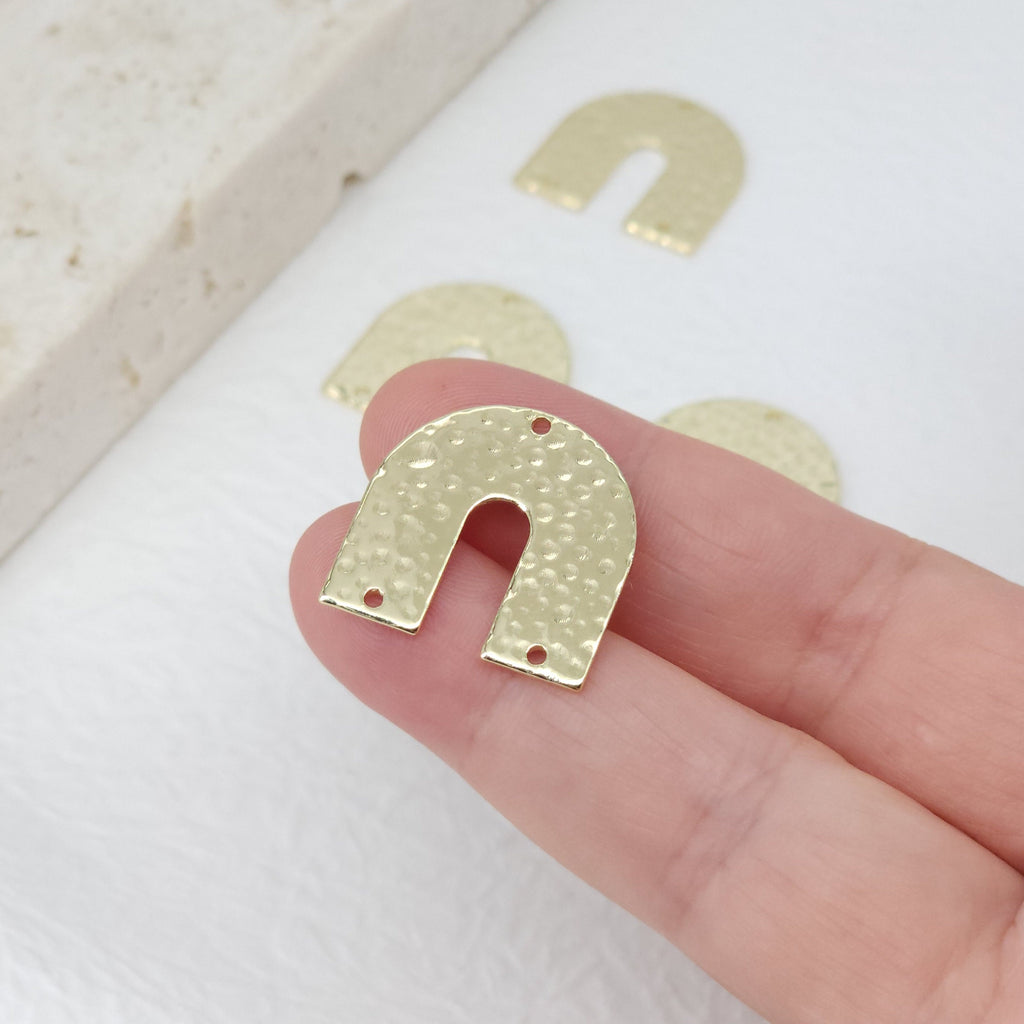 Arch Connector with holes, 14K Gold Plated Brass Earring Making Findings, 21mm Jewelry Findings STT040-D0018