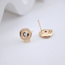 Cargar imagen en el visor de la galería, Postes redondos para pendientes con forma de ojo malvado, chapados en oro con circonita cúbica y aro, accesorios para pendientes hechos a mano, suministros para pendientes DIY ZX219