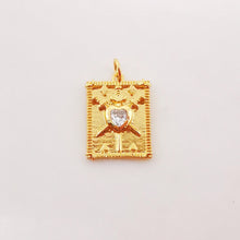 Load image into Gallery viewer, Gold Evil Eye Card Charms, Micro CZ Pave Moon and Star Pendant, Amulet Charm 18K Gold Plated, Necklace Making Charms, Jewelry Findings S1011