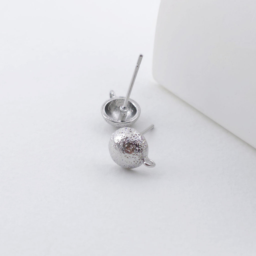 Pendientes de botón redondos con aro en oro de 14 quilates, superficie esmerilada, sin níquel, broche de plata S925, accesorios hipoalergénicos ZX317