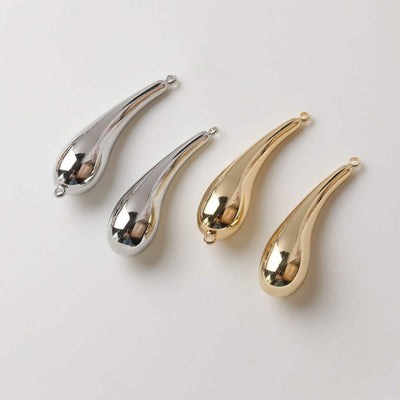 Polished Large Hollow Teardrop Pendant/Connector, 14K Gold/Silver Plated Charm, Necklace Pendant GZ747