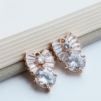 5pcs CZ Pave Butterfly Charm, Cubic Zircon Crystal Pendant, CZ Earring Charms, Gold Plated Brass Earring Charms, Jewelry Findings JY063-F156