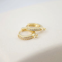 Load image into Gallery viewer, CZ Pave Earring Hoop, Gold Plated Huggie Hoop Earring with Loop, Huggie Hoops DIY Earring  Findings,Handmade Earring Supplies D0110