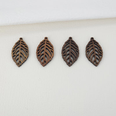 10PCS Leaf Shape Wood Charms, Wooden Pendant, Reclaimed Walnut Wood, Geometric Statement Wood Earrings Diy Ideas JT949