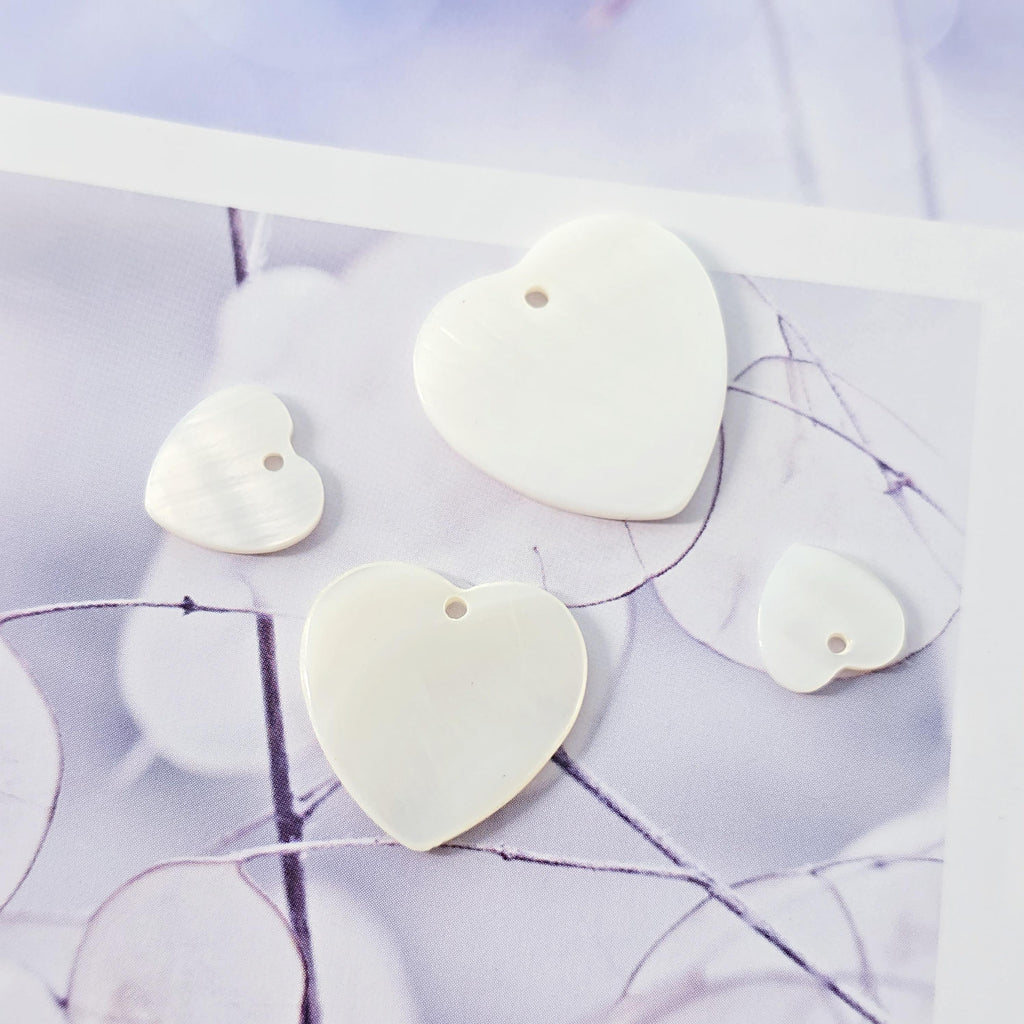 10pcs Heart White Mother-of-Pearl, MOP Shell Pendant, Sector White Nacre, Shell Charm, Mother of Pearl Jewelry Making Findings RY064