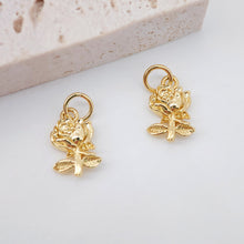 Load image into Gallery viewer, Gold Rose Flower Charm with loops, Sunflower Charm Pendant for Bracelet Necklace Earring, Jewelry Findings S20734