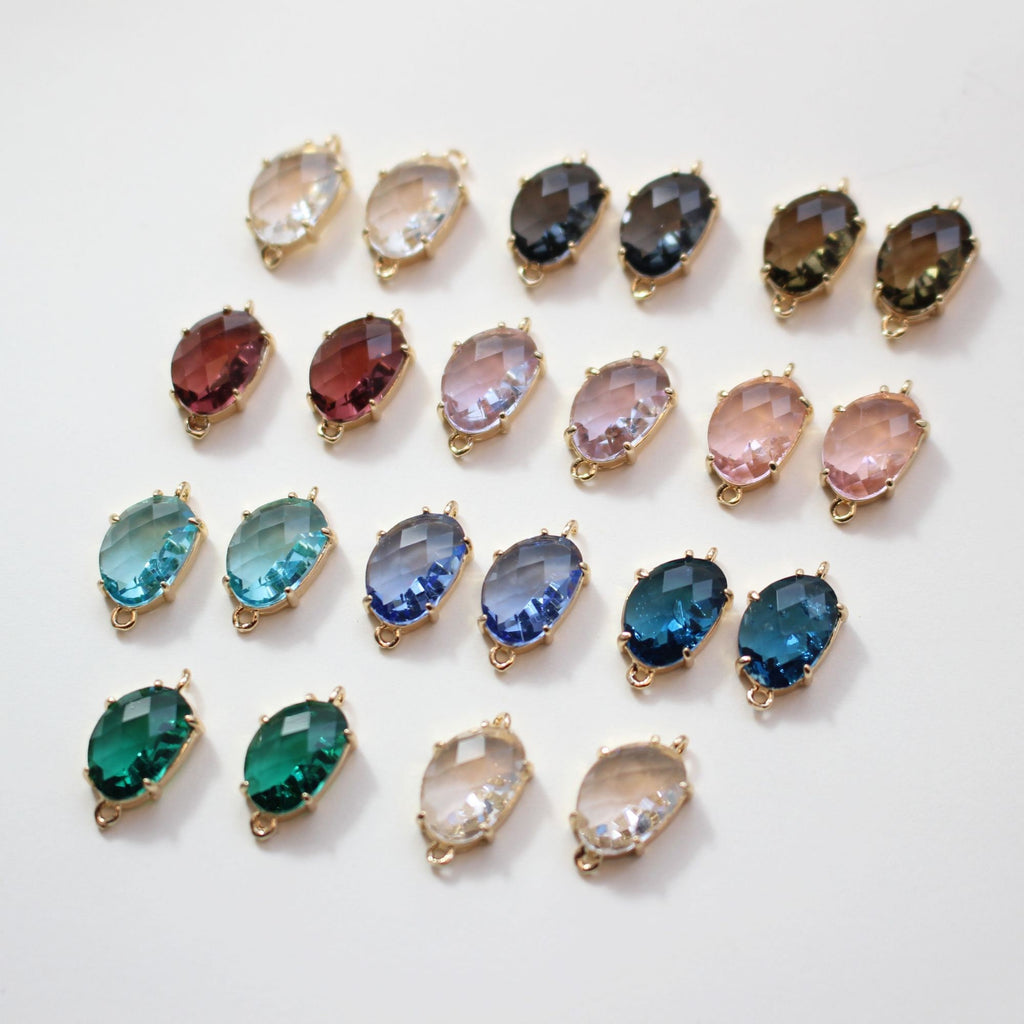 10pcs Irregular Shape Crystal Connector, Glass Connector, Glass Pendant, 18K Gold Plated, Jewelry Findings GZ425-F273