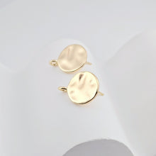 Load image into Gallery viewer, 18K Gold Round Textured Post With Loop, S925 Silver Pin, Round Stud Earring Nickel Free, 13.5mm, Hypoallergenic Earring Findings ZX253