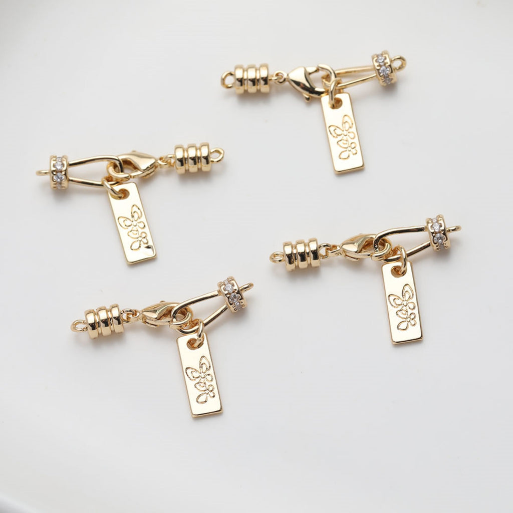 موصل سلسلة على شكل زهرة مع مشبك جراد البحر، مطلي بالذهب/الفضة عيار 14 قيراطًا، صنع قلادة وسوار، العثور على الموصل GZ531