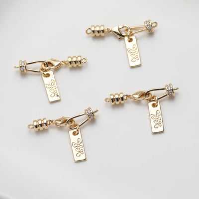 موصل سلسلة على شكل زهرة مع مشبك جراد البحر، مطلي بالذهب/الفضة عيار 14 قيراطًا، صنع قلادة وسوار، العثور على الموصل GZ531