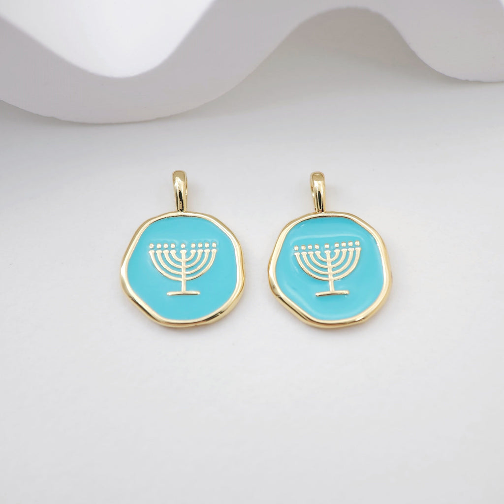 Multistyle Enamel Circle Charm, Wine Glass, Shield , 18K Gold Plated, Necklace Bracelet Making Pendant S1113