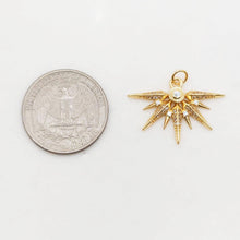 Load image into Gallery viewer, Starlight Charms, Pave Cubic Star Pendant, 27.4mm, 18K Gold Plated, Necklace charms, Jewelry Findings S20396