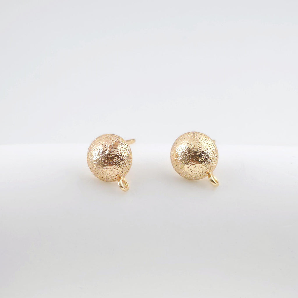 Pendientes de botón redondos con aro en oro de 14 quilates, superficie esmerilada, sin níquel, broche de plata S925, accesorios hipoalergénicos ZX317