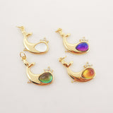 Crystal Whale Charms, 18K Gold Plated Gemstone Charms, Marine life Pendant, Necklace Making Charm, Jewelry Findings S20283