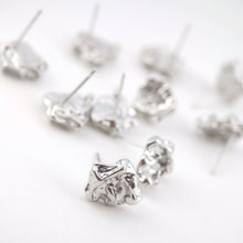 Load image into Gallery viewer, 10pcs Irregular Earring Post with Loop, 14K White Gold Plated, S925 Silver Pin Nickel Free Earrings, Knot Ear Stud with Loop ZX147