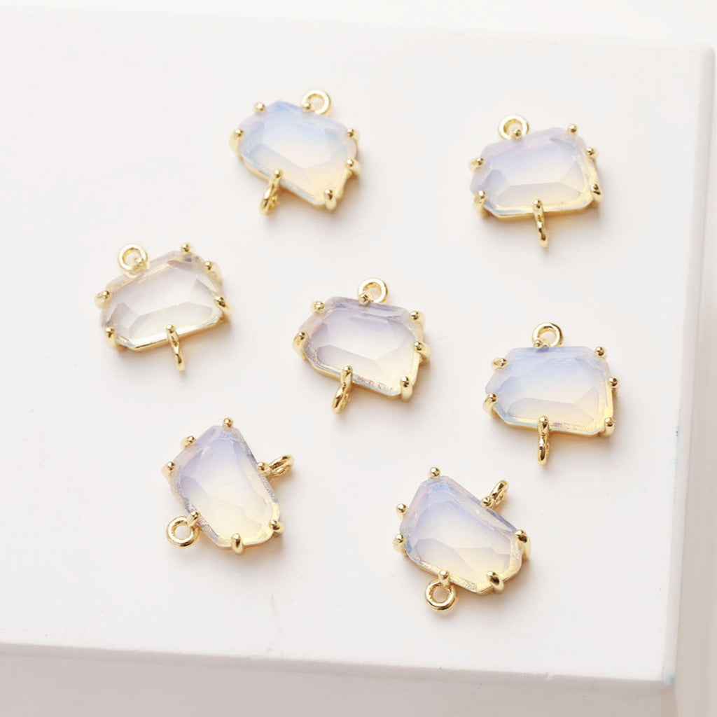 Irregular Cloud Connector, Rhinestone Pendant, Bracelet Necklace Making, Gold Plated Jewelry Findings GZ387