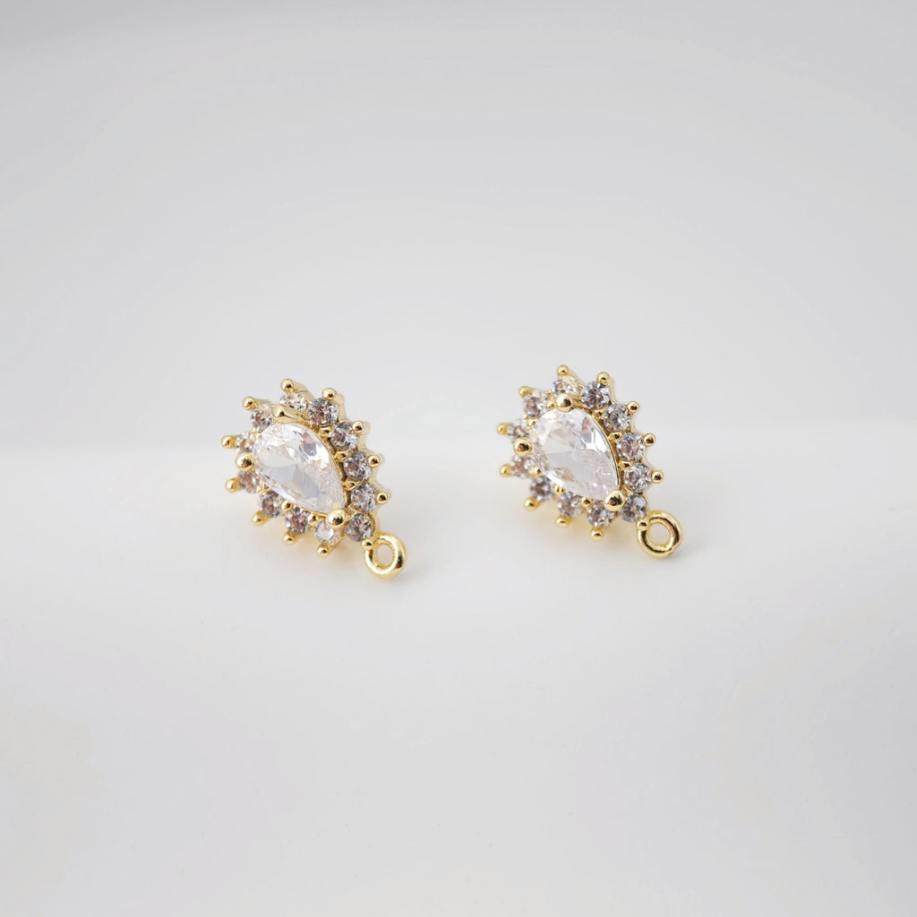 أقراط على شكل زهرة بوهو من الزركونيا المكعبة المتدلية، مطلية بالذهب مع حلقة، مضادة للحساسية، أدوات يدوية الصنع لتركيب الأقراط، لوازم صنع الأقراط بنفسك D0247