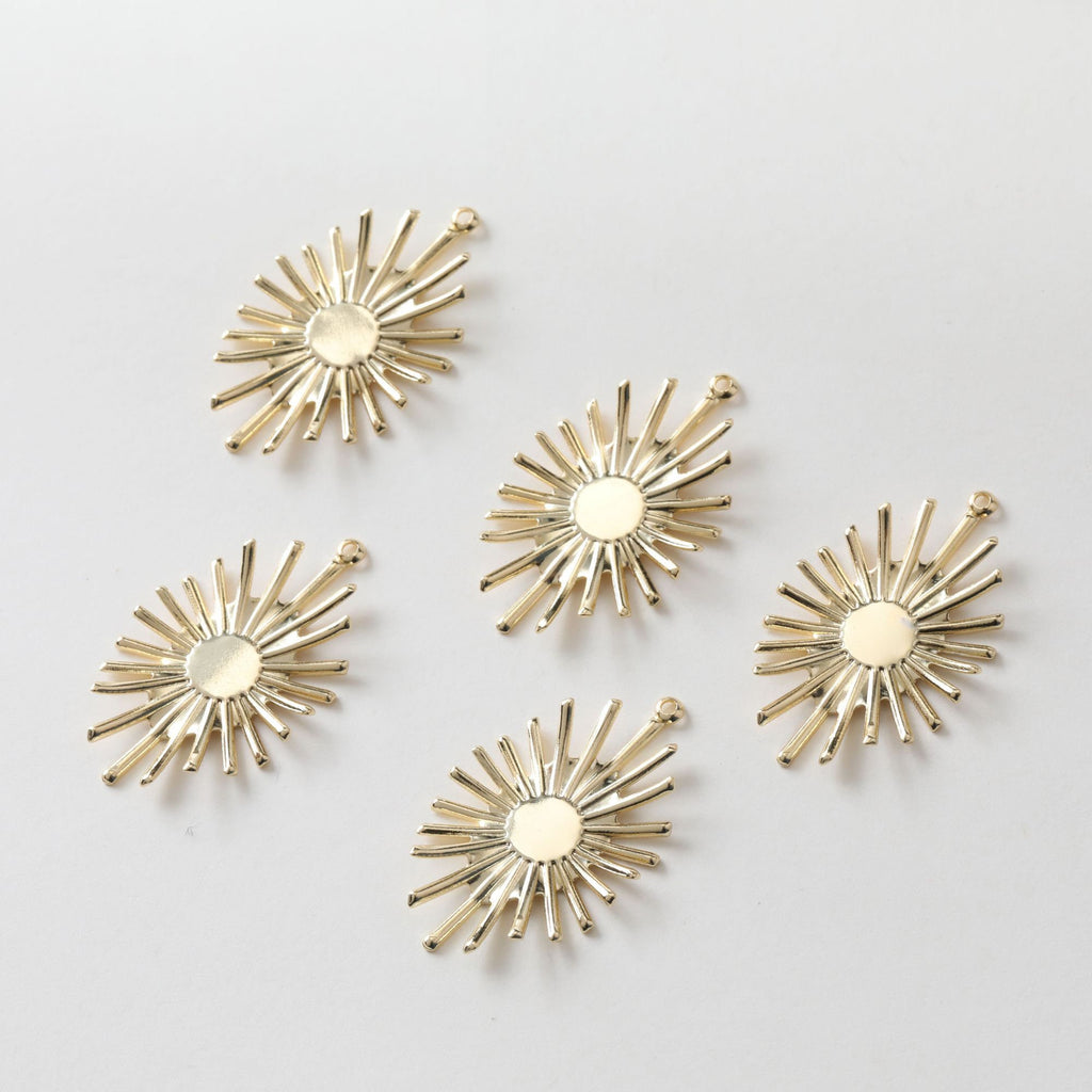 10 colgantes de sol con forma de rayo de sol, chapados en oro de 14 quilates y plata, de 34 mm, para hacer collares, accesorios de joyería ZZ101