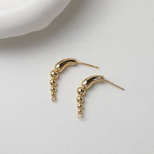 تحميل الصورة إلى عارض المعرض، قرط من سلسلة خرز دائرية ذهبية مع عمود، قرط مرصع خالٍ من النيكل، دبوس أذن من الفضة S925، نتائج قرط مضادة للحساسية GT050