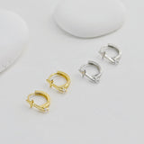 Star Ear Hoops Pave CZ, Round Hoops, 15.7mm, 18K Gold Plated Leverback Earrings, Huggie Hoops Earring D0548